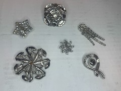 Vintage Crystal Clear Rhinestone Brooch and Pendant Lot of 6 1940s 1950s 1960s