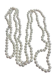 Vintage Knotted Glass Faux Pearl Necklace Rope Length 60 inches Long