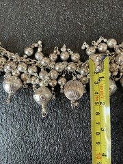 Vintage Silver-Tone Beaded Charm Necklace with Dangling Ornaments – 17”