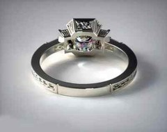 Art Deco 1.39Ct Round Lab Created Diamond 14K White Gold Finish Engagement Ring
