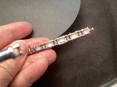 White Fire opal 5 stone hinged sterling silver vintage bangle Bracelet