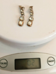 Vintage 1.25″ Dangle Stud Pierced Earrings w/Imitation Diamond Accents