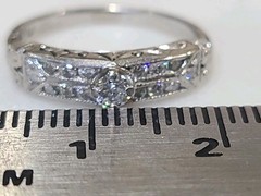 Antique Art Deco Platinum Diamond Wedding Engagement BAND Ring Estate Fine