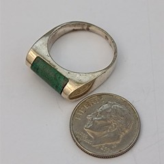 Sterling Silver Ring Green Stone Eilat Minimalist Modernist Men’s Pinky Women