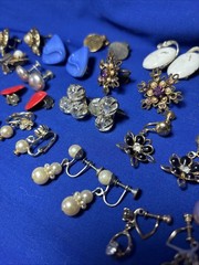 Vintage Lot Clip /Screwback Earrings Dangle Drop Huggie Crystal Pearl L26