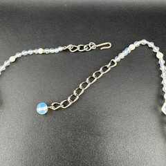 Vintage Opalite Glass Bead Necklace 31″ Faceted Round Hook Clasp Adjustable