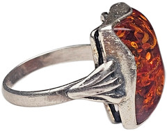 ESTATE VINTAGE STERLING SILVER BALTIC AMBER RING SIZE 7-FREE USA SHIPPING