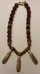 Vintage Lanvin Paris Egypt Revival Choker 16” Faux Amber Lucite & Gold Metal