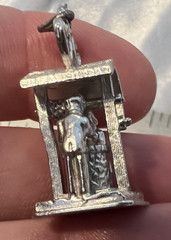 Sterling Silver 3D Wishing Well Charm Couple, Hearts, Vintage 9.3g 925