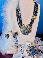 HEIDI DAUS! “Entangled Elegance” A Spider* Spinning It’s Web Necklace/Earring’s