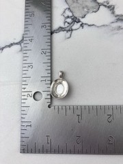 Vintage 925 Sterling Silver Deco Marcasite Mother Of Pearl Pendant