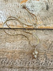 Vintage Bird Cage Necklace Gold Tone Faux Pearl Filled 18”