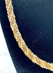 Signed LR Lady Remington Gold & Silver Tone Metal Braided Chain 17” Necklace