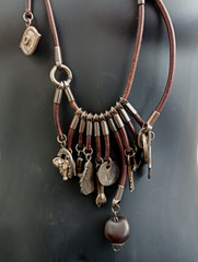 UNOde50 Rare Boho Leather Charm Necklace Statement Talismans Spiritual Unisex
