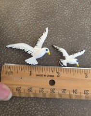 2 Vintage SIGNED GERRYS Seagull Enamel Brooches- 1 Large & 1 Small