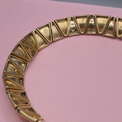 Vintage Brushed Goldtone Choker Statement Architectural structural link 80s 90s