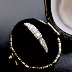 1Ct Lab Created Diamond Vintage ArtDeco Style Wedding Band 14K White Gold Plated