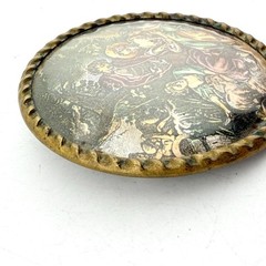 Vintage Depose France Brooch Courting Couple Trombone Clasp Old World Brass Gift