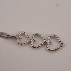 Pave Sterling Silver 925 CZ Triple Heart Drop Pendant Necklace 18 in Delicate