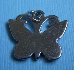 Vintage butterfly inset with stones turquoise coral charm