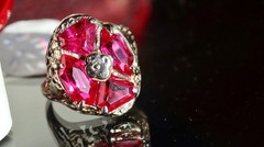 14k white gold ring 2.50ct lab created ruby sz 3.5 antique handmade 2.33gr N3331