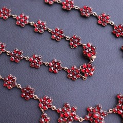 NO TARIFF Antique Bohemian Garnet Necklace Collier Tombac Gilded