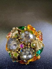 Vtg. JULIANA (Delizza & Elster) Domed Crystal Brooch- 1-5/8″ Dia.- Gorgeous!