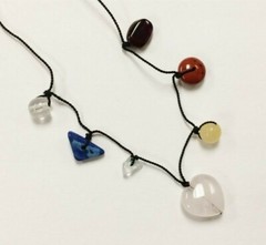 12 NINE WEST GENUINE MULTI-GEMSTONE HEART PENDANT HAND STRUNG 16″ NECKLACES 126A