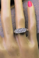 Art Deco Round Cut Lab Created Diamond 14K White Gold Finish Anniversary Ring