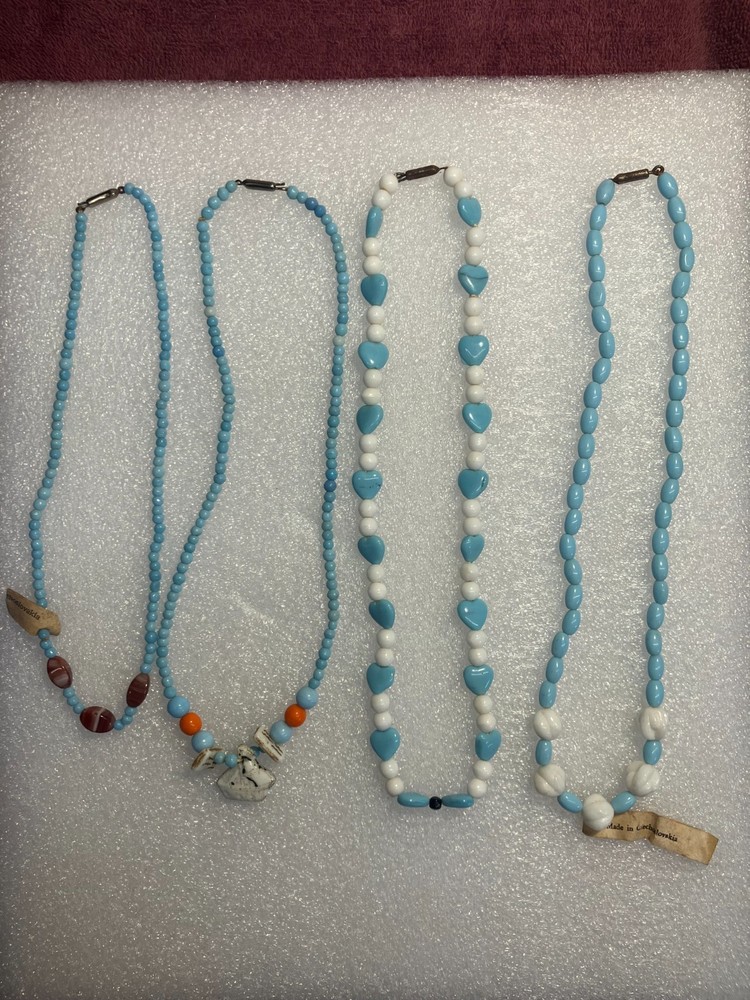 Vintage Czech Turquoise Glass Bead Necklace
