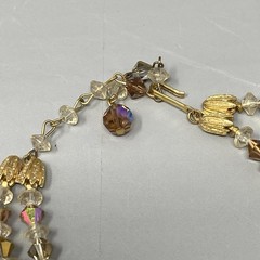 Stunning Iridescent Crystal Beaded Necklace Brown Gold Coated Faceted Layered 15