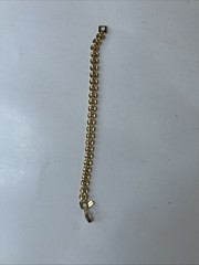 Vintage REVLON Gold Tone Double Row Nanette Link Bracelet Charm Tag