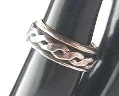 Vintage MEXICO Sterling Silver Rope Twist Black Oxidized Spinner Band Ring 6.25