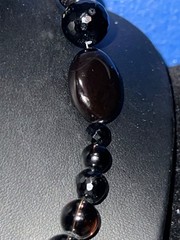 Vintage Striped Agate and Faceted Smoky Quartz Bead Necklace