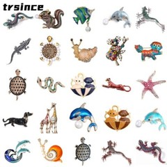 Vintage Cartoon Enamel Brooch Creative Pins Fashion Crystal Animal Badges Gift