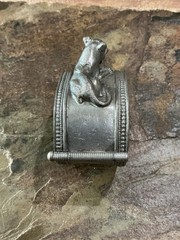 1976 Metropolitan Museum of Art Pewter Hinged LION Cuff EGYPTIAN REVIVAL COOL❤️