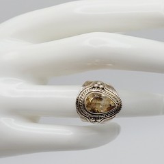 Artisan Smoky Quartz Teardrop Southwestern Style Silver 925 Ring Sz 5.75 Tested