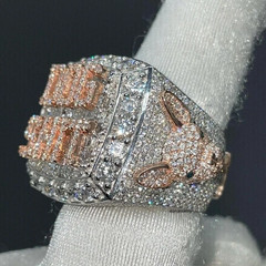 4.00 Ct Lab-Created Round Cut Men’s Custom Latter Ring 14K Two Tone Finish Ring