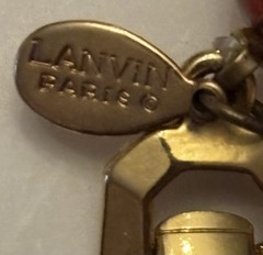 Vintage Lanvin Paris Egypt Revival Choker 16” Faux Amber Lucite & Gold Metal
