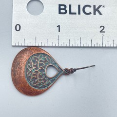 Vintage Copper & Bronze Tone Teardrop Earring Lot 3 Pair Filigree Patina Set