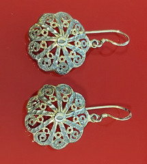 925 MD Vermeil Filigree Drop Earrings 1.5in Sterling Silver 5g Gold Wash Estate