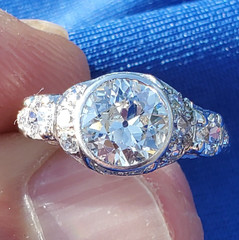 Original EARTH MINED DIAMOND Deco Engagement RING Vintage PLATINUM Solitaire S 5