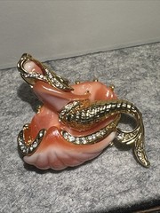 Vintage Hattie Carnegie Gold Mermaid Coral & Pink Rhinestone Brooch “RARE”