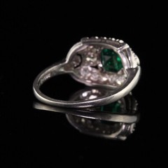 East West Retro Style Trilogy Ring 2.2 Ct Lab Created Emerald 10k White Gold