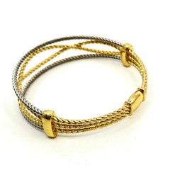 Vintage Two Tone Twisted Cable Multi-Strand Bangle Bracelet Gold Silver Tone