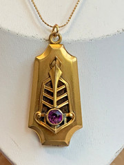 Vtg Gold Filled Locket Necklace 9.23g Fine Jewelry 17.75″ Amethyst Look *READ*
