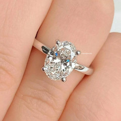 2Ct Oval Cut Lab Created Diamond Solitaire 14K White Gold Finish Engagement Ring