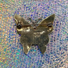 MEXICO Abalone BUTTERFLY PIN BROOCH Alpaca Silver