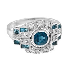 2.10Ct Art Deco Style Lab Created Topaz & Diamond Wedding 14k White Gold FN Ring