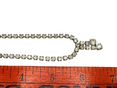 Vintage Rhinestone Choker Necklace Mid Century Sparkling Gemstones 12in Tassel